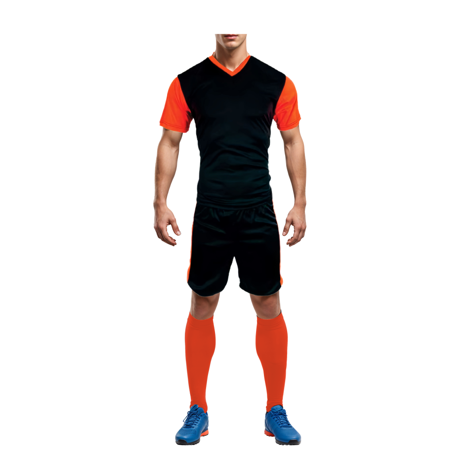 Mitzuma Holland Soccer Kit – Black and Neon Orange | Complete Team Set