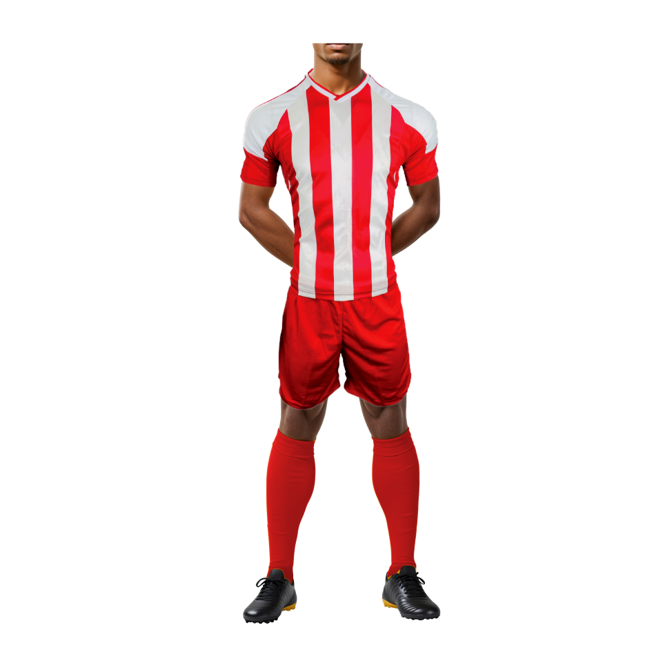 Mitzuma Argentina Soccer Kit – Red and White | Striped Sublimated Team Set with Kit Bag