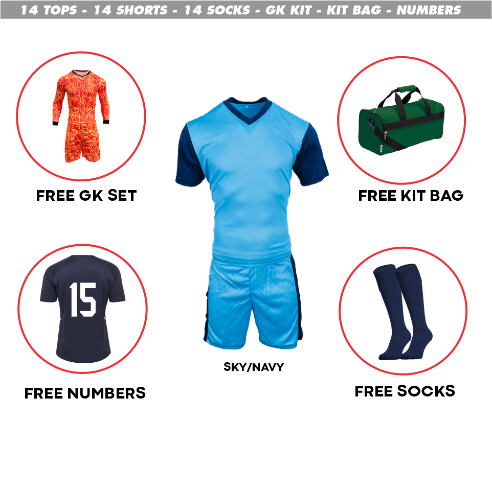 Mitzuma Holland Soccer Kit – Sky and Navy | Complete Team Set