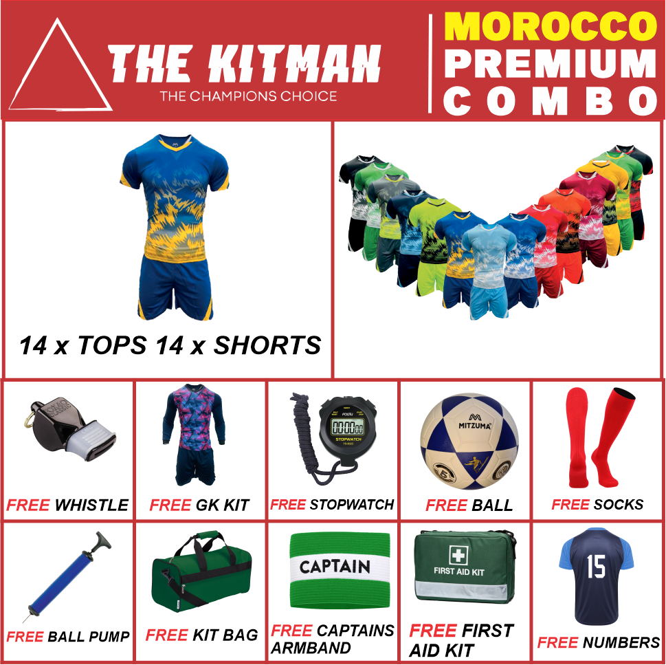 Mitzuma Morocco Premium Full Soccer Kit Combo for Fans