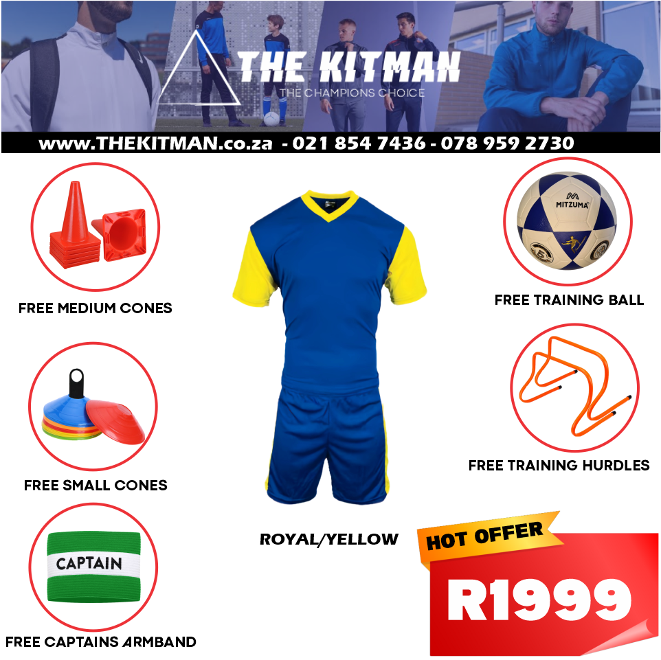 Mitzuma Budget Combo Soccer Kit Deal – Full Training & Match Set | Royal/Neon Yellow The Kitman South Africa