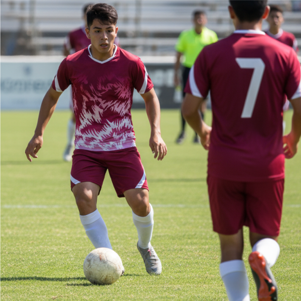 Mitzuma Morocco Full 14-Player Soccer Kit For Sale | Sublimated Maroon & White 2 Mitzuma Morocco Full 14-Player Soccer Kit For Sale | Sublimated Maroon & White - Image 2