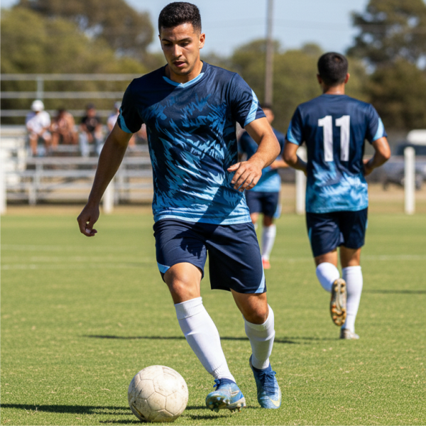 Mitzuma Morocco Full 14-Player Soccer Kit For Sale | Navy Blue & Sky Sublimated 2 Mitzuma Morocco Full 14-Player Soccer Kit For Sale | Navy Blue & Sky Sublimated - Image 2