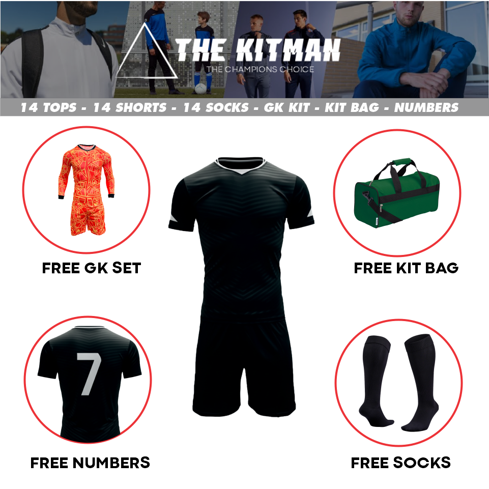 Mitzuma Spain Full Soccer Kit | Full Soccer Kits for Sale South Africa | The Kitman | Black and White